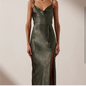 LA LUNE BIAS COWL MAXI DRESS - OLIVE